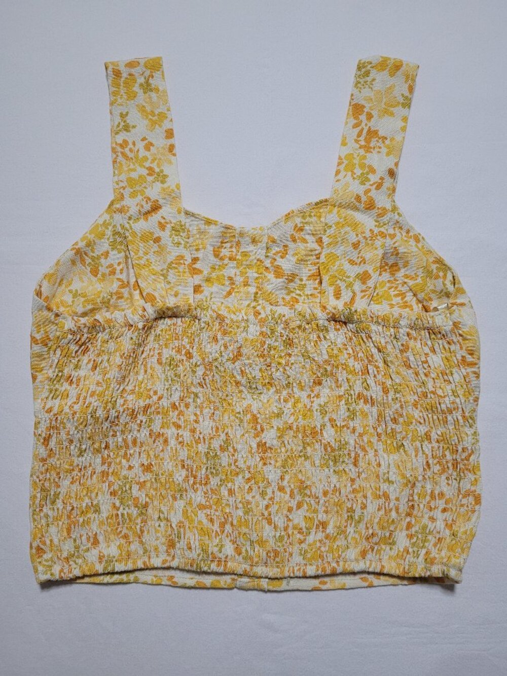 Monteau Yellow Floral Button Front Cropped Tank Top Size Medium Coquette - Picture 2 of 10